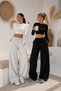 2 Pieces of Sweatpants Black Gray Loose Straight Leg Comfortable Fit Sweatpants - 3