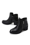 Women's Black Zippered Heeled Leather Boots Wf410009Dv - 4