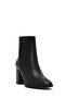 Women's Black Zippered Thick Heeled Leather Boots Wf210010Dv - 8
