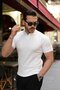 Men's knit pattern collar short sleeve knitwear t-shirt - 4