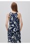 Women's Navy Blue 100% Lyocell Blouse with Print Detail on Front and Back and Gathered Collar - 2