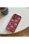 iPhone 17/18 Pro Compatible Case Camera Protector Floral Pattern Maroon Lover Couple Silicone Phone Case - 5
