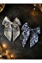 Set of 2 Large Bowknot Automatic Hair Clips for Women and Children, Patterned Solid Color Hair Clips