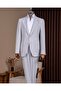 Slim Fit Men's Mono Collar Pocket Seersucker Fabric Jacket Pants Suit Ice Blue T20102-14