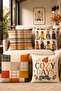 Cat Chronicles Patterned 4-Piece Throw Pillow Cover Set