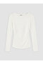 Özmarka New Season White Crew Neck Gathered Blouse - 5