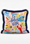 La Dolce Vita Set of 4 Fringed Throw Pillow Covers with Lobster and Crab Figures and Stripes - 5