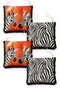 Zebra Patterned and Striped Orange Black Fluffy Chair Cushion 4-Piece Lace-Up Garden Set - 2