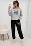 Hooded Sweatshirt 2-Piece Combination Winter Shardooned White Butterfly Printed Women's / Girls' Model