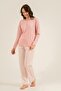 Women'S, Striped Patterned, Pink, Long Sleeve Pajama Set (with Socks as a Gift) - 5