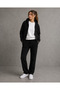 Unisex Design Black Straight-Leg Baggy Sweatpants White Crew Neck Sweatshirt Black Zip-Up Cardigan 3-Piece Set - 2