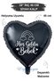 18 Inch Black Heart Foil Balloon |   Welcome Baby Rainbow Printed |   Newborn Baby Shower Hospital Room Decoration Balloon