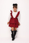 Girls' Two-Piece Set with Burgundy Straps, Skirt and Shirt - Nessa