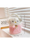 Cute Cat Hello Kitty Patterned Pink and White Plush Handbag Makeup Bag Zippered Organizer - 5