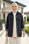 Women's Pocket Detailed Denim Jeans Black Jacket
