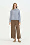 Cotton Trousers with Cutouts and Drawstrings - Brown