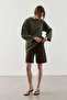 Basic Cotton T-Shirt with Piping Ties Khaki - 4