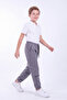 Boys' 3-Thread Stripe Knee Detailed Double Pocket Lace-Up Sweatpants - 3