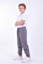Boys' 3-Thread Stripe Knee Detailed Double Pocket Lace-Up Sweatpants - 4