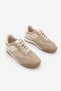 Women's Suede & Parachute Detailed Knit Panel Multi-Piece Lace-Up Casual Sneaker Farote Beige Suede - 5