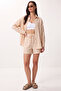 Embroidered Muslin Shirt Shorts Set Lax0014 Cream - 2
