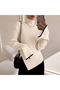 Women's Turtleneck Contrast Detailed Slit Sleeve Knitwear Sweater - 2