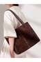 Brown Genuine Calf Leather Women's Shopper Shoulder Bag - 2