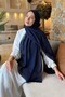 Diamond Pattern Aura Cotton Jacquard Shawl Navy Blue - 3