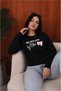 Women's Ted with Text Pink Ribbon Printed Comfortable Fit Crew Neck Black Sweatshirt - 2