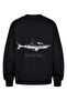 Men's Oversize Sweatshirt Extinction Printed Black – Crew Neck, 3 Thread Raster Fleece - 7