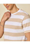 Men Beige And White Striped T Shirt - 4