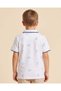 Boys White Fish Print Tipped Polo Shirt - 3