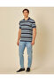 Men Black And Navy Striped Polo T-Shirt - 5