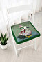 Fringed Zippered Chair Cushion with Stone Duck and Cupcake Figures - Retro Kitchen and Balcony Decor - 2