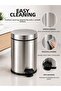 Pedal Trash Can 3 Liters with Inner Bucket and Lid Bathroom Trash Bin Chrome - Titan 7003 - 6