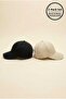 Black - Beige Premium Quality Set of 2 Unisex Micro Fabric Hats - Adjustable Velcro Sports Cap Women's Men's Hat Couple Combination - 7