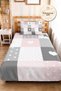 Pink Girls' Pique Set with Hearts and Polka Dots-Patchwork Gray Pastel Baby Room Bedspread-160X220 cm