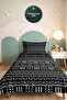 Black Geometric Modern Young Room Single Pique Set - Ethnic 160X220 cm Quilted Bedspread