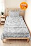 Black Geometric Youth Room Single Pique Set - Modern Striped 160X220 cm Quilted Bedspread