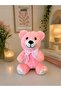 35 cm Plush Teddy Bear with Ribbon, Gift for Lover, Birthday Gift, Pink - 3