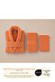 Eldy Women's Robe Set, 3 Pieces, 100% Cotton Certified Shawl Stripe Robe Set - Orange Color - 2