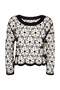 Black-Ecru Knitwear Openwork Oversize Beach Blouse Tbess26Bz00014 - 5