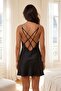 Siyah Taş Detaylı Saten Dokuma Gecelik THMSS26GC00019 - 3