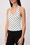 Ecru Polka Dot Fitted Halter Neck Sleeveless Crop/Short Stretchy Knitted Blouse Twoss26Bz00929 - 7