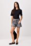 Anthracite High Waist City Boy 100% Cotton Denim Shorts Twoss26Sr00261