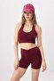 Bordo Soft Fırçalı Kumaş Büzgü Detaylı Destekli/Şekillendirici Örme Spor Sütyeni THMSS26SS00007