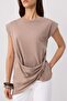 Mink Plain Regular Crew Neck Low Sleeve Short 100% Cotton Knitted T-Shirt Twoss26Ts00149 - 3