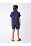 Navy Blue Textured Woven Boys' Top and Bottom Set Tkdss26Au00127 - 3