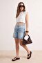 Ecru Plain Oversize Crew Neck Sleeveless Tassel Long 100% Cotton Knitted T-Shirt Twoss26Ts00256