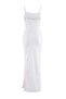 Beyaz Degaje Yaka Shift/Düz Kesim Maxi Örme Abiye & Mezuniyet Elbisesi TPRSS26AE00154 - 6